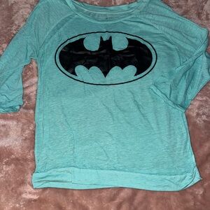 Teal Batman Logo Long Sleeve Shirt